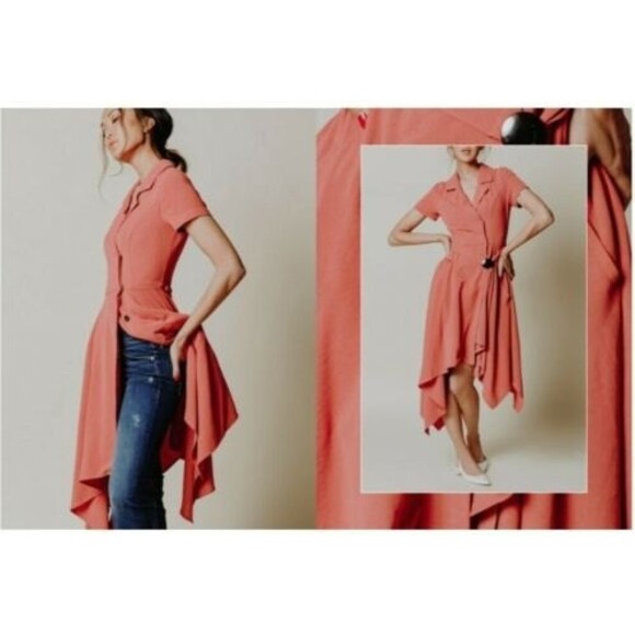 Chriselle JOA Convertable Dress /Trench Coat Women Small Asymmetrical Hem pocket - Picture 1 of 12